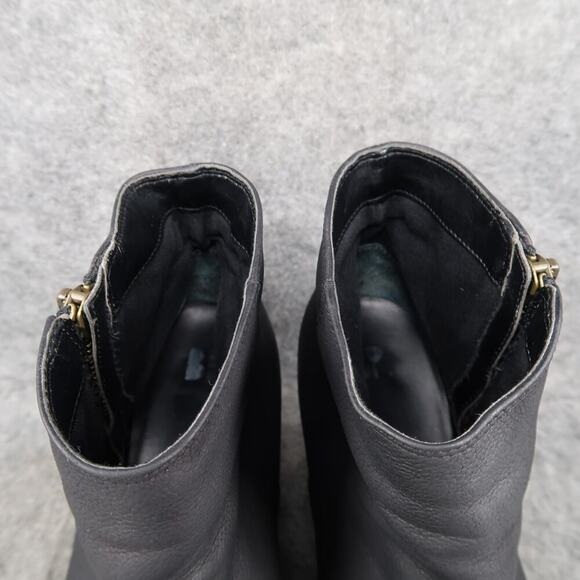 BP Shoes Womens 8.5 Booties Leather Block Heel Side Zip Black Round Toe Fashion - Picture 4 of 14